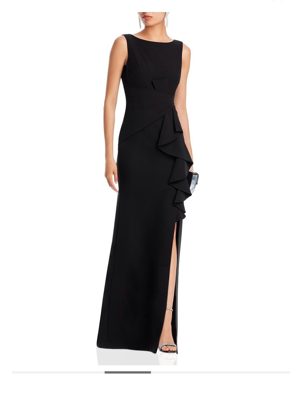 Eliza J NWT Sleeveless Cascading Ruffle Dress with side slit